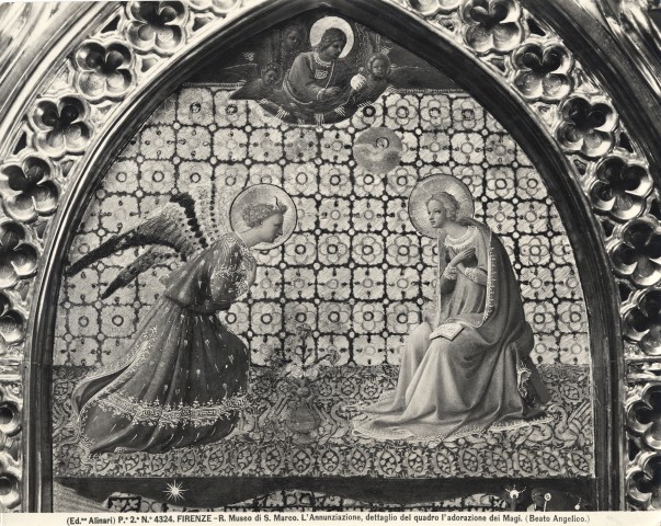 Alinari, Fratelli — Firenze - R. Museo di S. Marco. L'Annunciazione, dettaglio del quadro l'adorazione dei Magi (Beato Angelico) — particolare